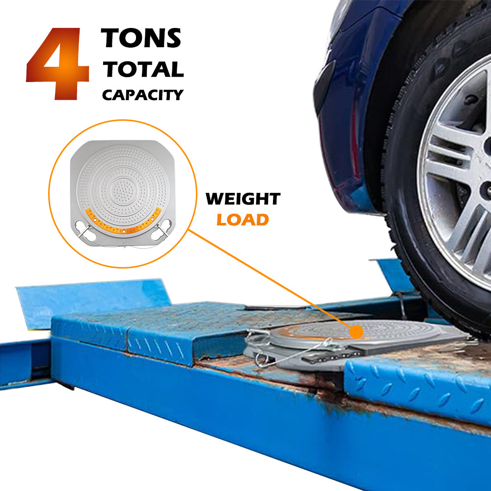 Wheel Aligner System Turnplates Turntables Radius Plates with Scale 4 Ton Load Capacity for Alignment Scissor Lift 4-Post Lift