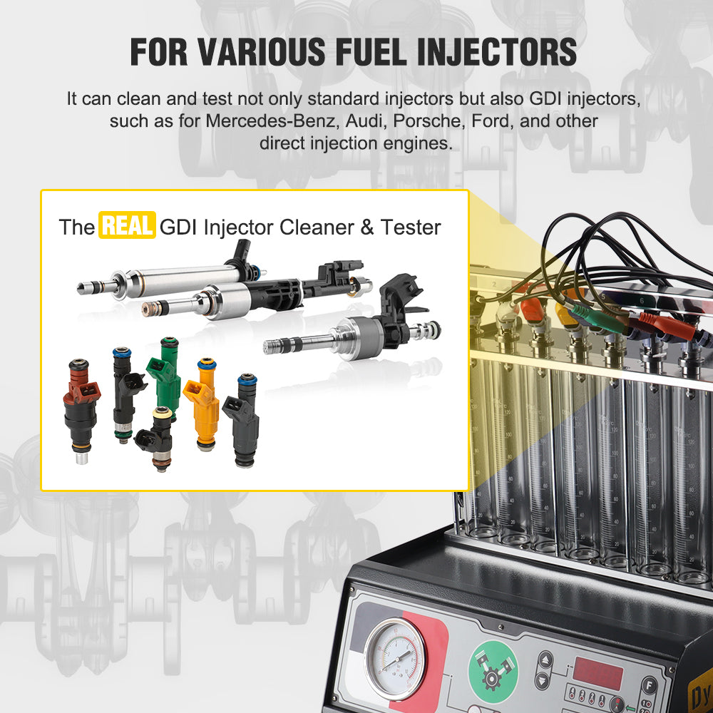 Intelligent Car GDI Fuel Injector Cleaner & Tester Cleaning Machine Ultrasonic Cleaner 8-Cylinders 110V 220V