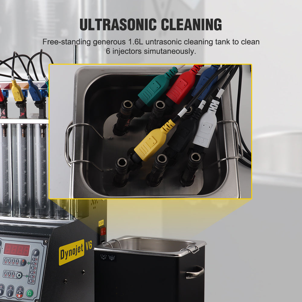 Intelligent Car Fuel Injector Cleaner & Tester Cleaning Machine Injector Ultrasonic Cleaner 6-Cylinders 110V 220V