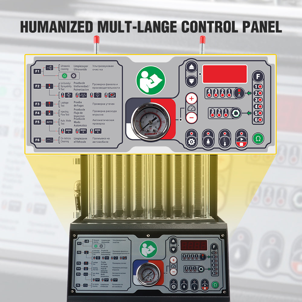 Intelligent Car Fuel Injector Cleaner & Tester Cleaning Machine Injector Ultrasonic Cleaner 6-Cylinders 110V 220V