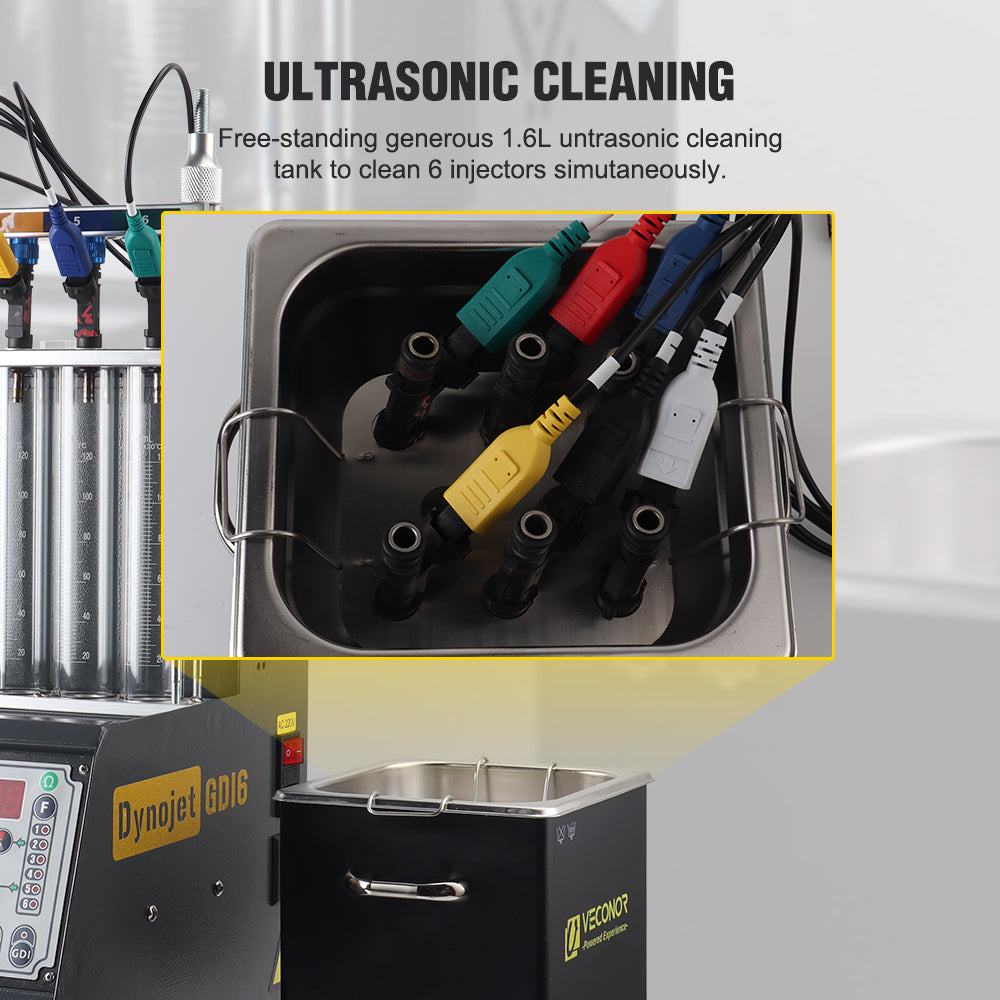 Intelligent Car GDI Fuel Injector Cleaner & Tester Cleaning Machine Ultrasonic Cleaner 6-Cylinders 110V 220V