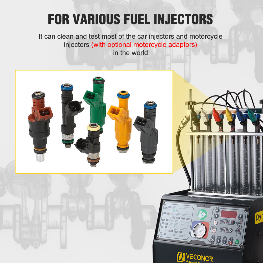 Intelligent Car Fuel Injector Cleaner & Tester Cleaning Machine Injector Ultrasonic Cleaner 6-Cylinders 110V 220V