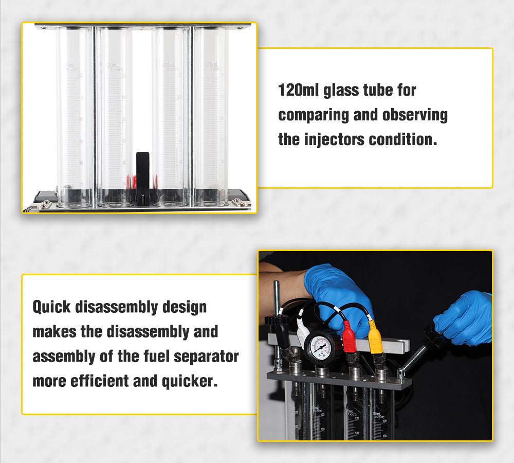 VECONOR Intelligent Car Fuel Injector Tester Cleaning Machine Injector Ultrasonic Cleaner 4-Cylinders