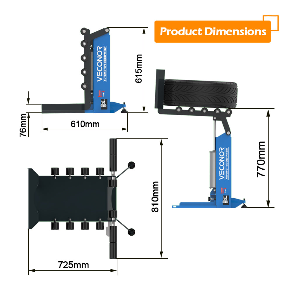 Pneumatic Tyre Wheel Lifter for Tire Changer Universal Air Operation Tire Lifting Machine Wheel Moving Carrying Device